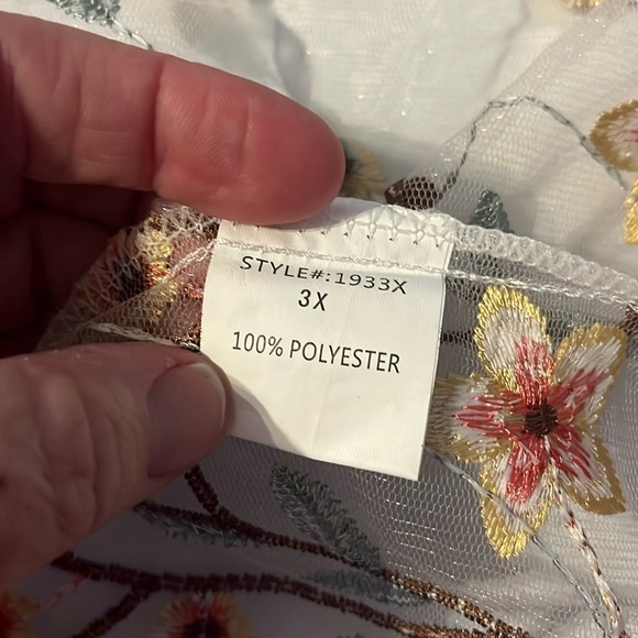 NWT-vivid-3X-embroidered flowers & ladybugs,mesh, kimono cardigan/swim cover-up. - Picture 7 of 14